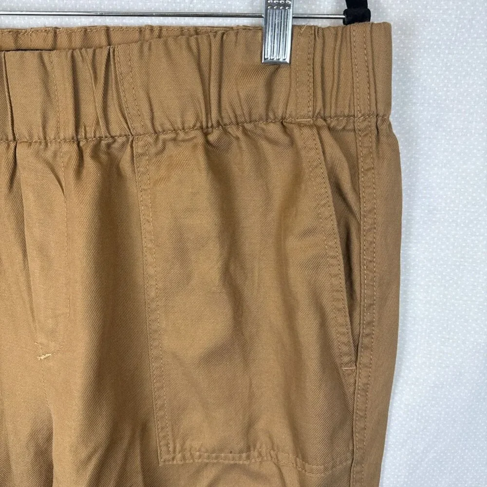 Banana Republic Large Brown Paperbag Waist Wide Leg Cargo Pants Linen Blend L